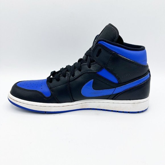 Jordan 1 Mid Black Hyper Royal 2020 Men's Size 11 Leather Casual 554724-068 - Picture 4 of 8